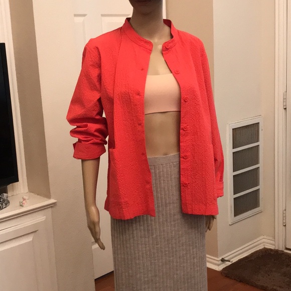 Organic Cotton watermelon Pucker Mandarin Collar Jacket - Sz L - Picture 8 of 11